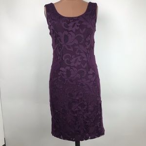 Josie Natori Lace Overlay Strech Sleeveless Dress